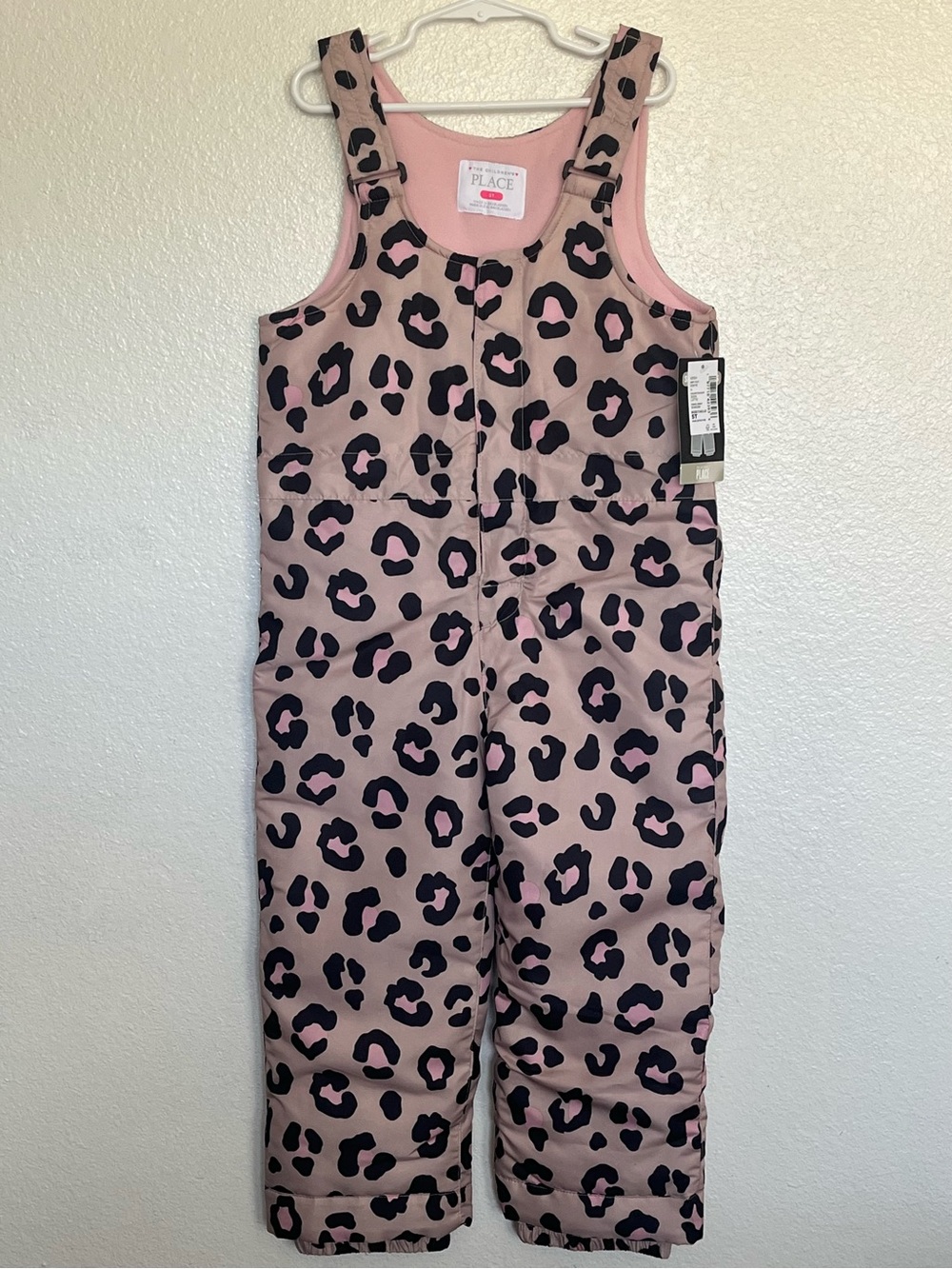 The Children's Place Pink Leopard Print Snow Overalls